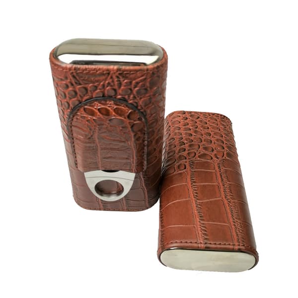 3 rör cigarrfodral krokodilmönster läder cigarrhumidor cigarrlåda