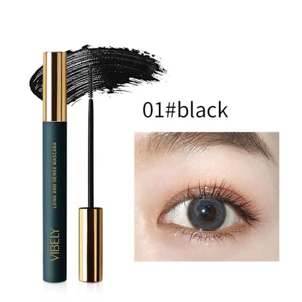 Vibely Ohut Paksu Erittäin hieno harjaspää Vihreä Tuubi Värimascara Taivuttava Luonnollinen Vedenkestävä Mascara Black