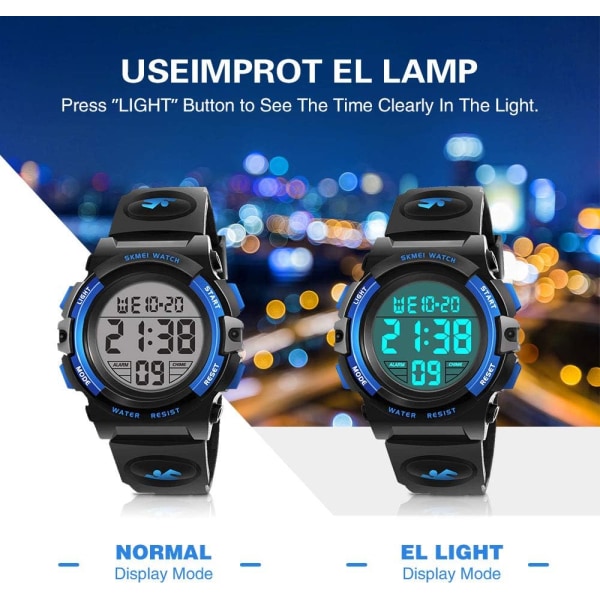 LED vattentät digital watch för barn - presenter och leksaker (blå)