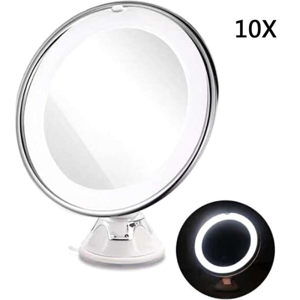 10X 360° Kääntyvä Suurennuspeili LED-valolla