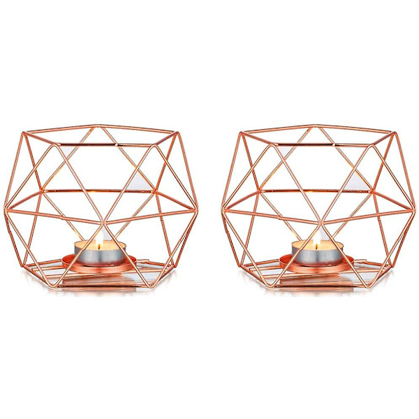 Guld värmeljusstake, geometrisk metallljusstake te