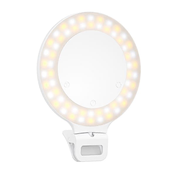 Selfie-lysclips LED-videolys til telefon/bærbar computer Bærbart clip-kamera-lys med dæmpbar 3500-8000K rejse-ringlys