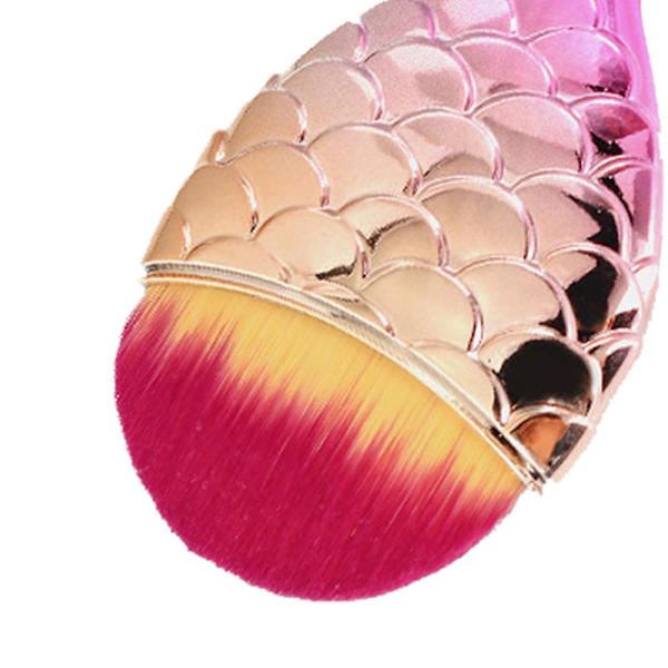 Sjöjungfrusminkborste, Foundation Brush Powder Blush Foundation, Sminkborste, Sjöjungfrusminkborste med ask, Fishtail Sminkborste Shape1