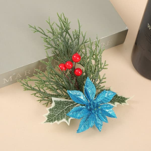 2 st Xmas tallbarr konstgjorda röda bär VIT White