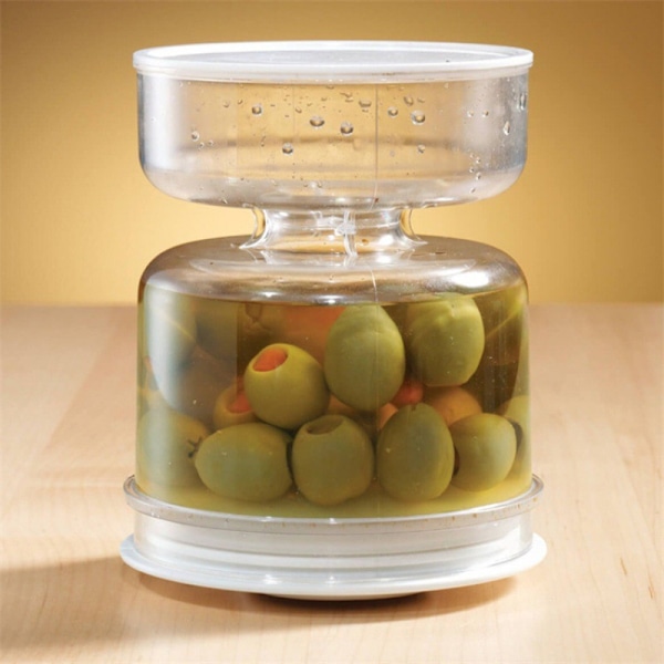 1 st pickle och olivburk behållare med sil Lufttät plast hushåll