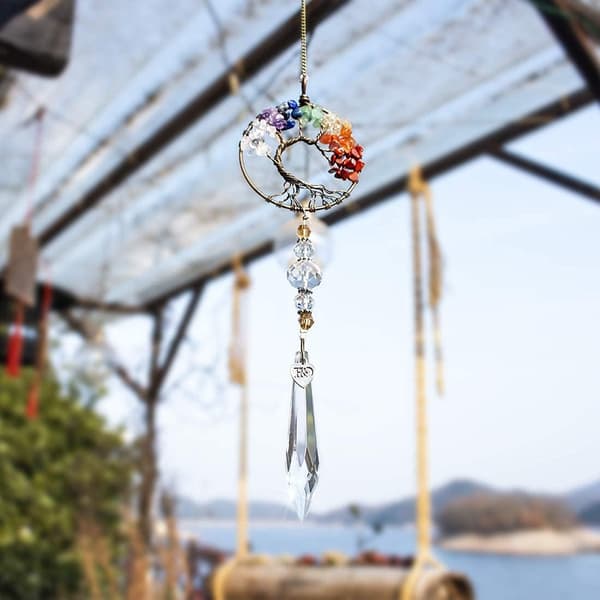 Glas Suncatcher hängande prydnad Life Tree Glashänge