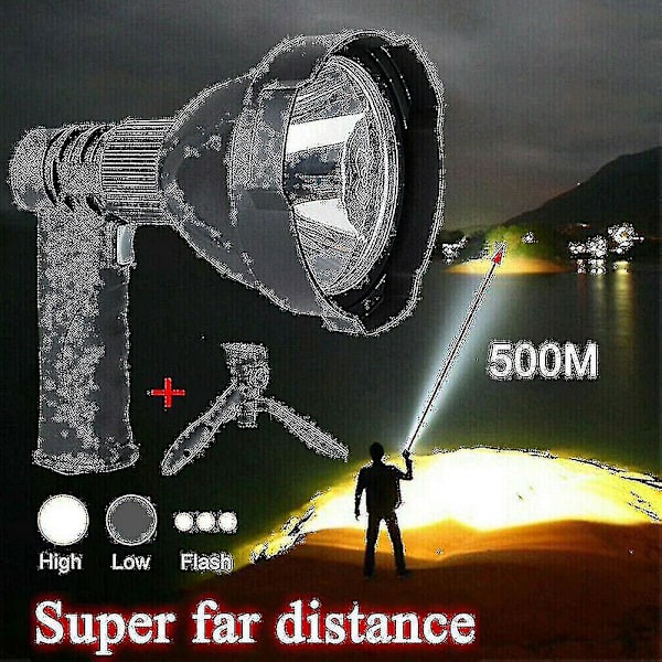Led handhållen spotlight USB uppladdningsbar camping jakt ficklampa ficklampa