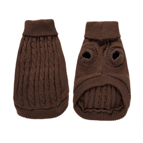Kæledyrssweater, Turtleneck Strik Juper Hundetrøje Var frakke Sød hvalp Kattebeklædning brown m