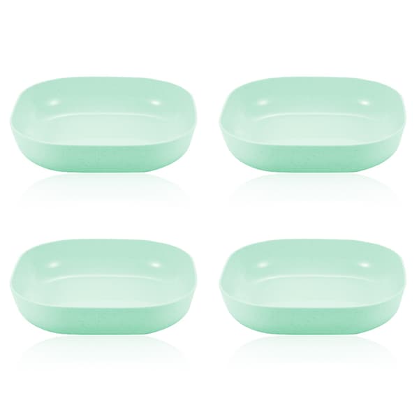 4 stk polypropenplasttallerkener med dype sider for oppvaskmaskin green