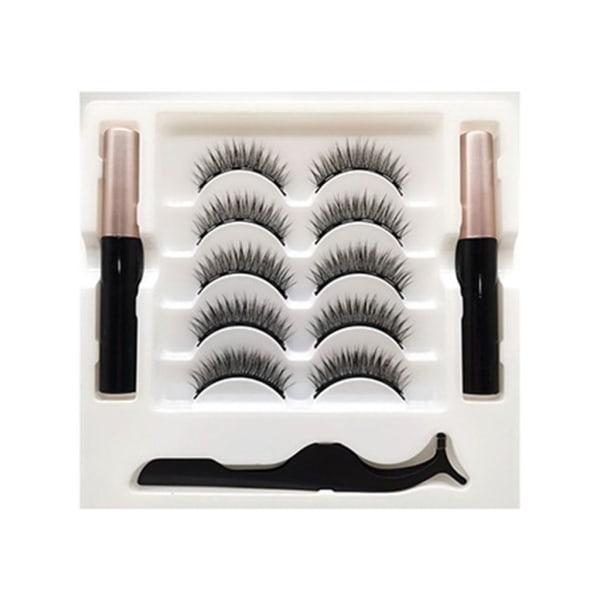 Magneettiset ripset ja eyeliner-setti, 5 paria luonnollisen näköisiä irtoripsiä magneettisella eyeliner-pinsetillä, helppo levittää 3