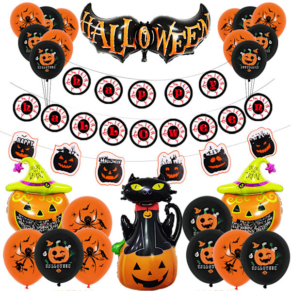 Halloween Aluminiumfilm Ballong Pumpa Huvud Skalle Fladdermus Spindel Häxa Ballong Glad Halloween Ballong Fest Dekoration Sunmostar