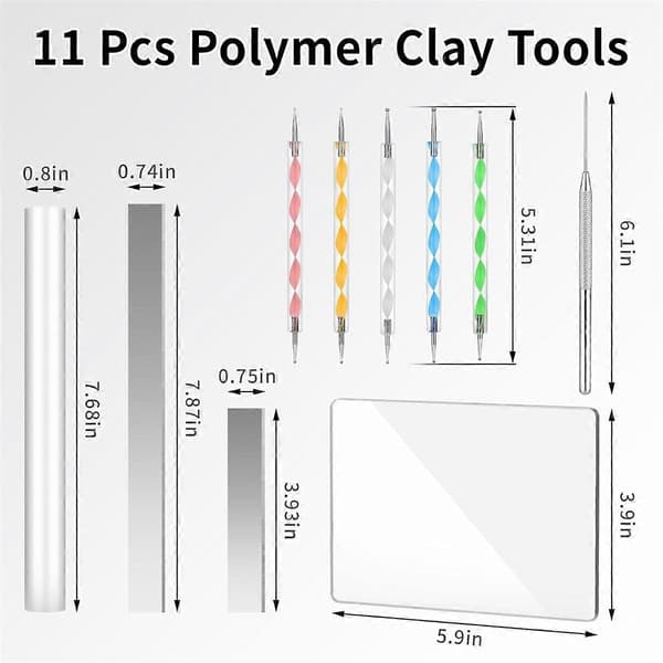 Polymerlerverktyg, 11 delar akryllerrullearkset för DIY-skärning, formning och skulptering