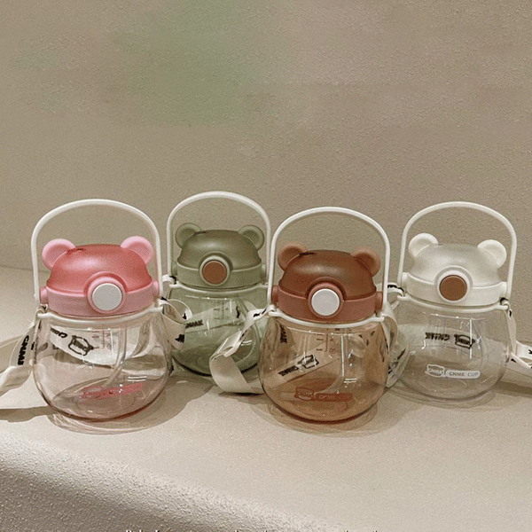 Kawaii Bear Halmflaska, Kawaii Bear Vattenflaska för flickor green