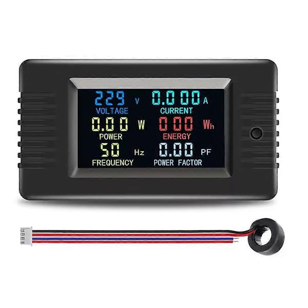 PZEM-022- Enfaset AC Volt Amp Meter Farveskærm Frekvens Effektfaktor Wattmeter Strømmåler 100A med Spole CT