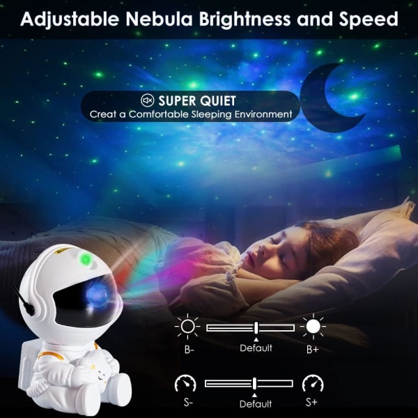 Astronaut Stjernelys Projektor - Galaxy Space Nebula Takprojektionslampe