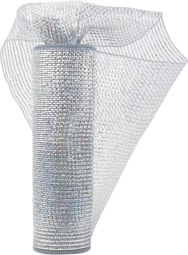 Silver Mesh Band Silver Deco Mesh Ribbon 10 tum Bred Silver Mesh Band för