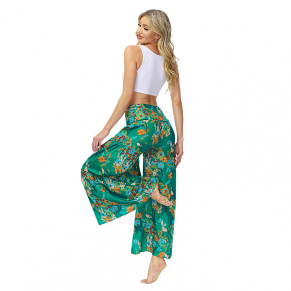 AVEKI Print Elastiske højtaljede Flare Leg Bell Bottom Bukser, FKBB009, S