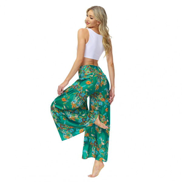 AVEKI Print Elastiske høy midje Flare Leg Bell Bottom Bukser, FKBB009, S