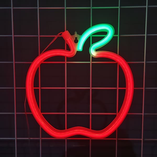 Æbleformede neonskilte Neonlys LED til vægdekoration Gaming Zone