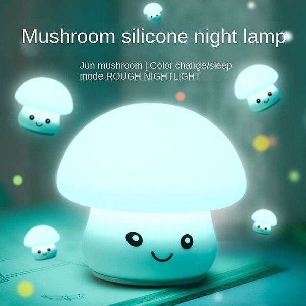 Justerbar farveskiftende LED natlampe Farverig silikone Cute mushroom 125*116*135mm