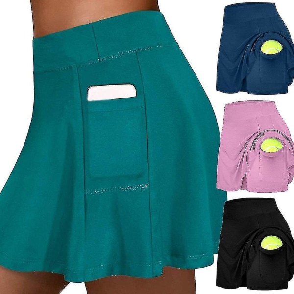 Tennissportskjørt for kvinner med shorts og innside Pocket_R Blue L