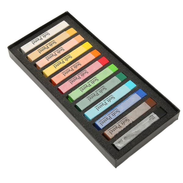 Bløde pastelfarver kridt 12 farver langtidsholdbare kunstnerkridtpastelstifter til kontor, skole, kunsttegning, malerartikler