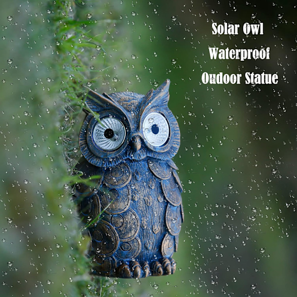 Pöllö ulkopatsas aurinkovalolla puutarhakoriste lahjaksi P:lle