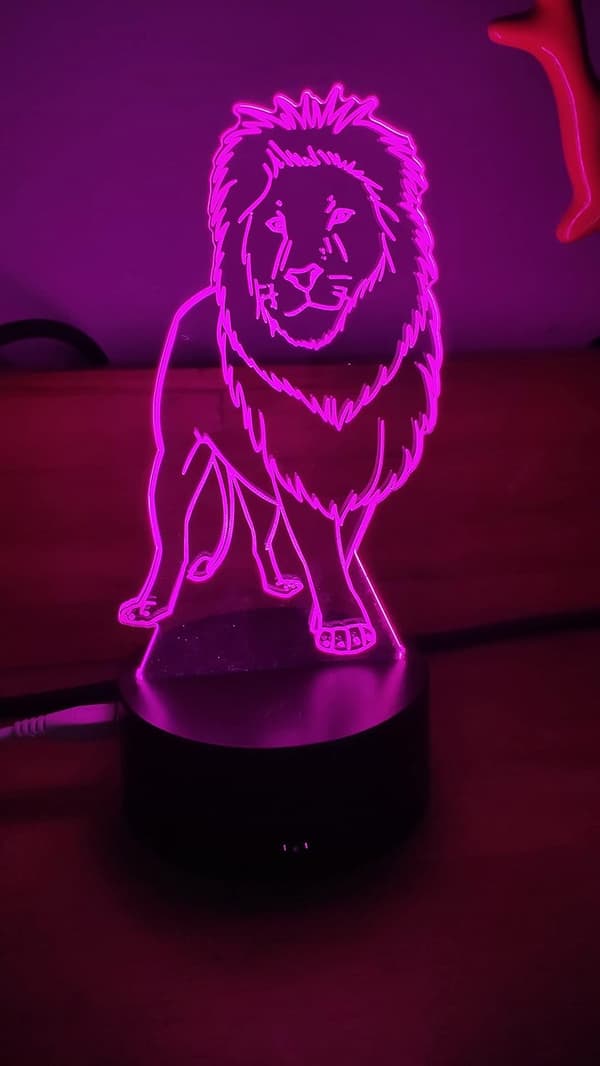 Lion Akryl 3D-lampa presenter, 3D Illusion Night Lights USB LED