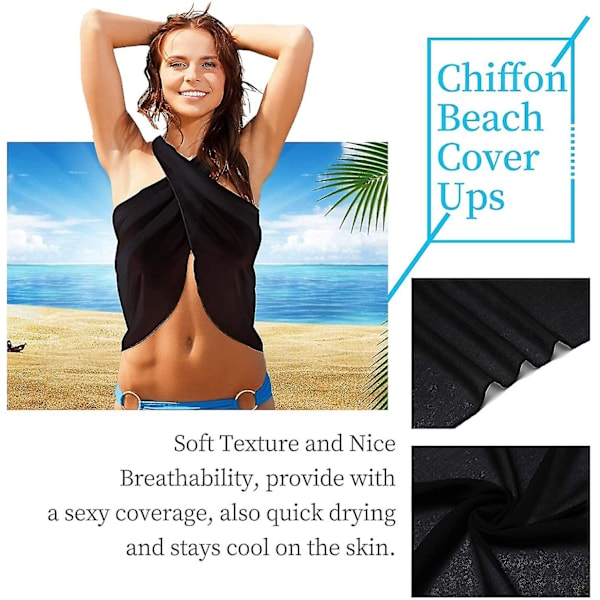 2 stk. Beach Wrap Sarong, Sort Hvid Halv Beach Cover Up Saronger Og Wraps
