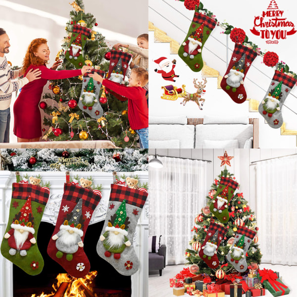 Julestrømpe, 3D Xmas-strømper for peishenging style 3