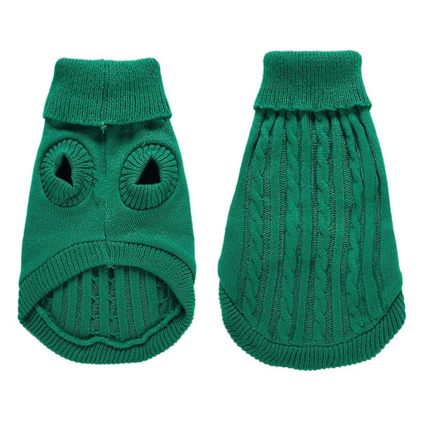 Kæledyrssweater, Turtleneck Strikket Jumper Hundetrøje Varm Frakke Sød Hvalp Kattetøj dark green xs