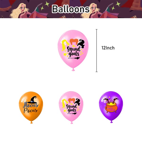 Hocus Pocus Ballonger Set för Party Dekor Topper Banner