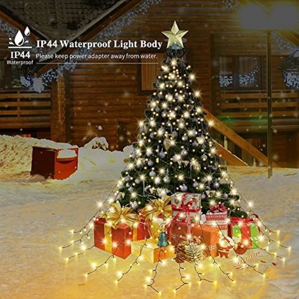 2m * 8 rader julgransljus med ring, 280 lysdioder Fairy Twinkle Lights för 6 - 8 fot Xmas Tree