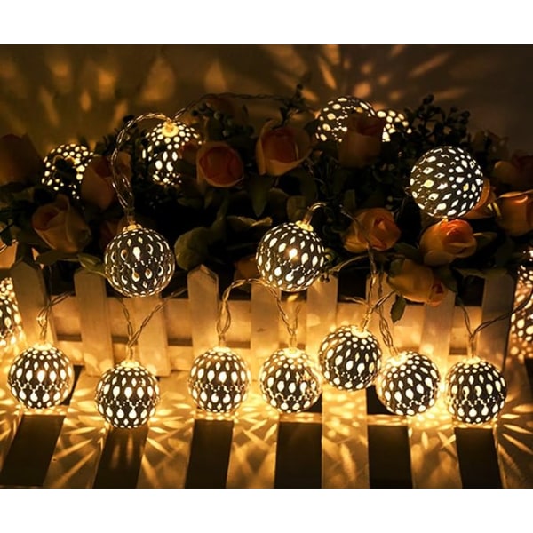 9.8ft 30 LED Globe String Lights, Silver Marockansk Party Hängande L