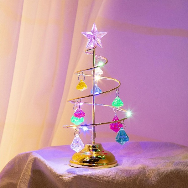 Bordsjulgran, Crystal Spiral Metall Julgransljus med Star Topper, 33CM