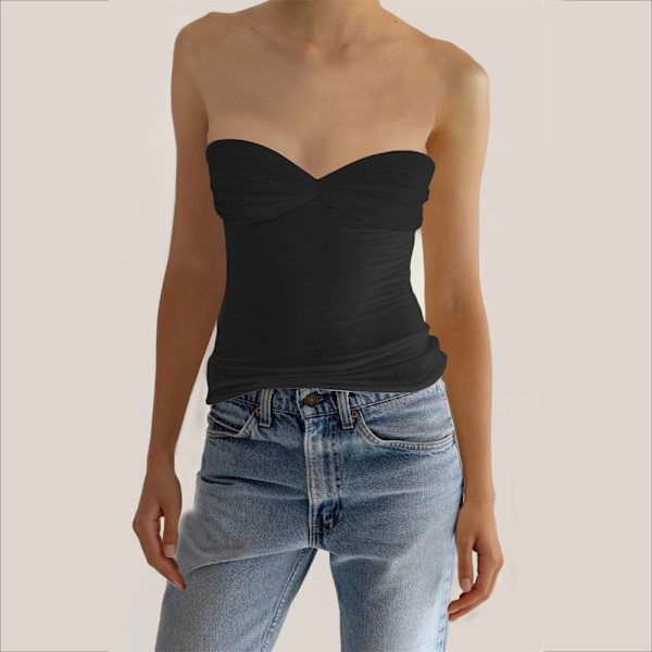 Crop Topper for kvinner Y2K T-skjorte SVART XL XL