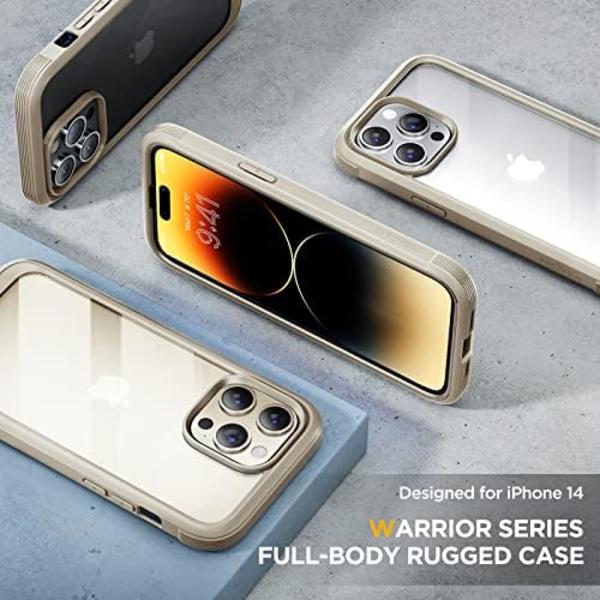 Miracase Glass Series Designad för iPhone 14 Pro Max Case 6,7 tum, [2023 Upgrade] Bumper Case med inbyggd 9H härdat glas Scr Bean Yellow