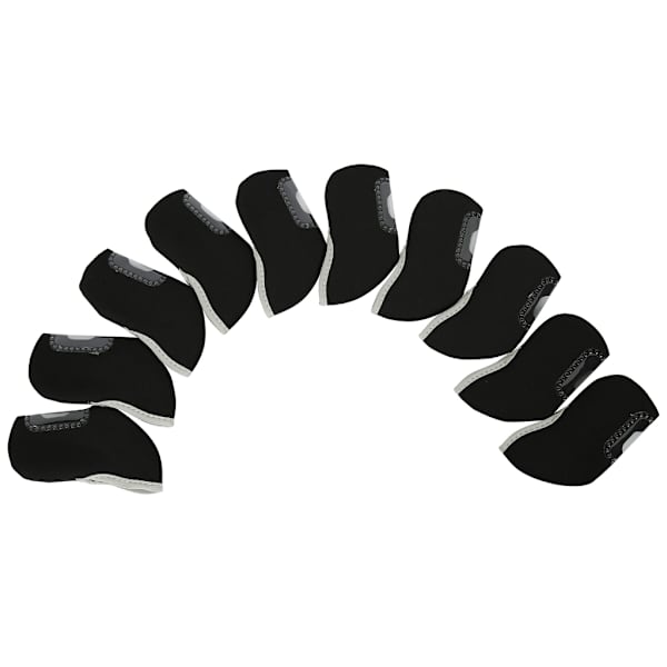 10 Styck Golf Iron Headcover Tjock Neopren Golf Iron Head Cover Golf Club Headcover med genomskinligt fönster Passar de flesta märken Black