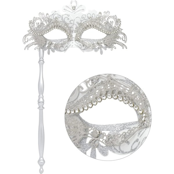 Par Maskerade Masker med Holdestang - Venetiansk Halloween Kostume