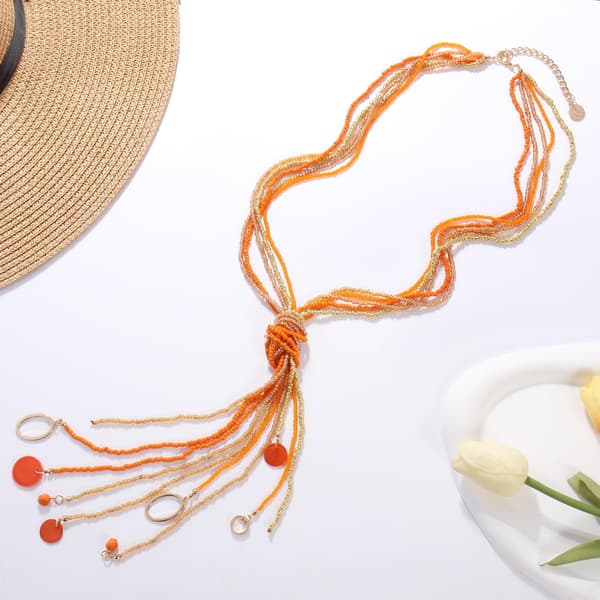 Langt Seed Beaded Multi Strand Halskjede, 10 Multiple Statement Lang Bib Halskjede