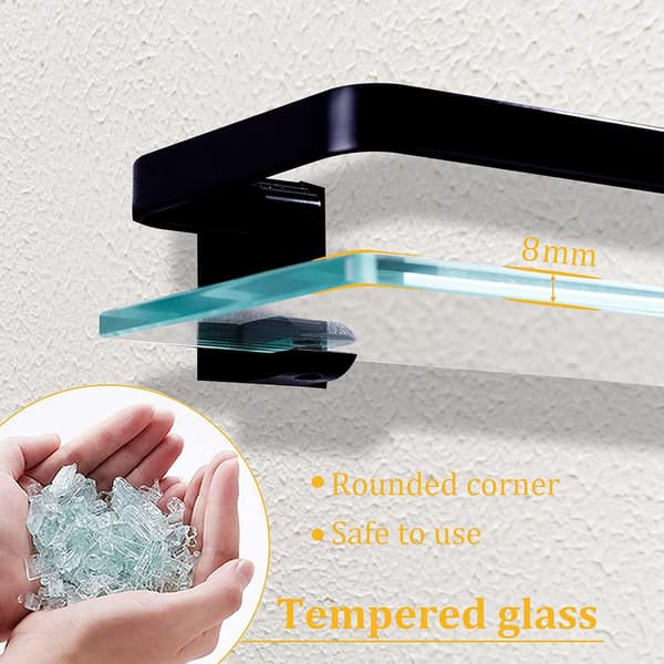 ##/Klar Glas Badeværelsesvægghylde, Badeværelseshylde, Badeværelsesbruser##/
