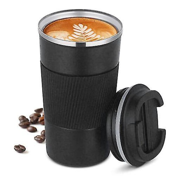 510 ml läckagesäker isolerad thermal rostfritt stål kaffemugg kopp kolv black