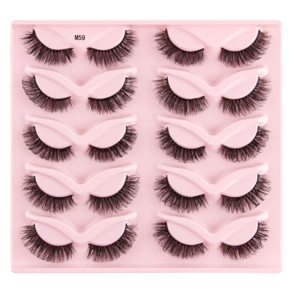 Halve Vipper Naturligt Udseende Wispy Cat-Eye Øjenvipper 3D Løse Øjenvipper Fluffy-Soft 10 Par Faux Mink Fake Lashes Sæt J