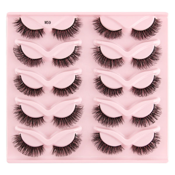 Halvfransar Naturligt utseende Wispy Cat-Eye Ögonfransar 3D lösögonfransar Fluffy-Soft 10 Par Faux Mink Fake Lashes Sets J