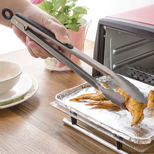Keittiögrillin ja BBQ-pihdit (hopea, 12 tuumaa), pidennetty ja paksumpi