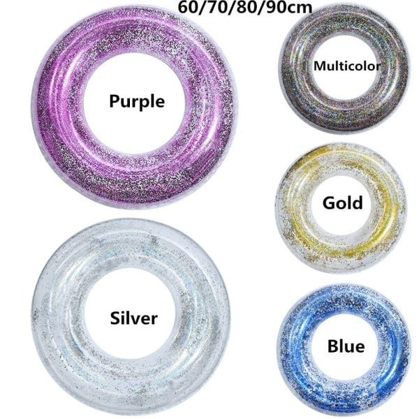 Transparent Glitter Pool Foats Badering BLÅ blue 90