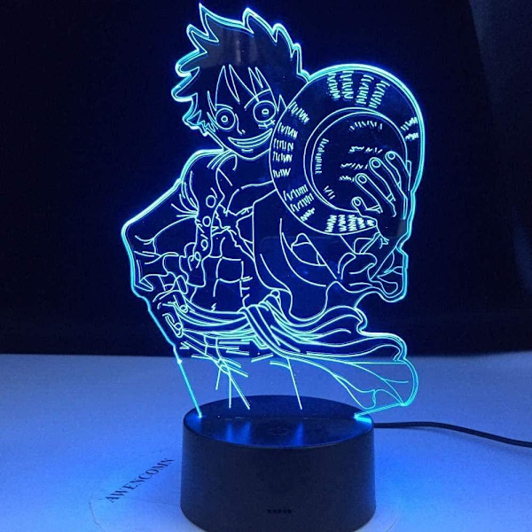 One Piece Luffy 3D Illusion Night Light Lamp Smart Touch, RG
