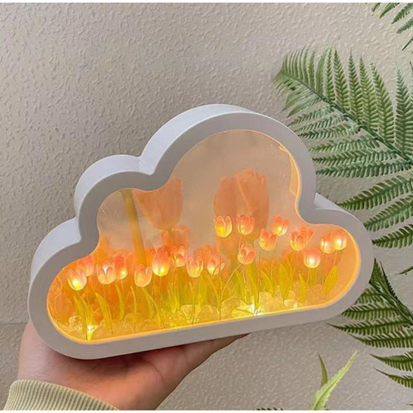 Cloud Tulip Night Light Makeup Mirror BLÅ FINISH PRODUKT