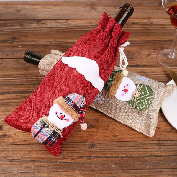 2 stk. Julelinned Vinflaskepose style 1