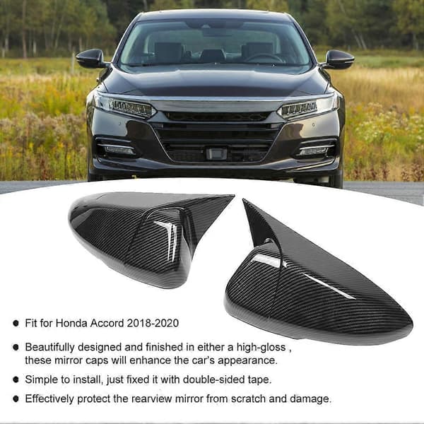 Par kulfiber-stil sidespejlkapper, tilføjelse, passer til Honda Accord 2018-2020